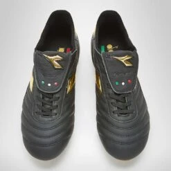 Diadora Men's Brasil #9 Italy LT+MDPU Soccer Shoe - Black/Gold -Shoe Sale Shop 101.178784 C0893 50 HR