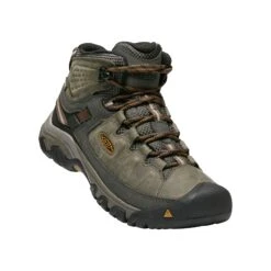 Keen Men's Targhee III Leather Mid Waterproof Hiking Boots - Black Olive/Golden Brown - Regular (D) -Shoe Sale Shop 1017787 3Q large