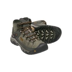 Keen Men's Targhee III Leather Mid Waterproof Hiking Boots - Black Olive/Golden Brown - Regular (D) -Shoe Sale Shop 1017787 PPS large