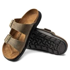 Birkenstock Men's Arizona Rugged Sandal - Faded Khaki - Regular -Shoe Sale Shop 1018463 sole