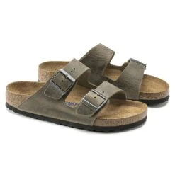 Birkenstock Arizona Soft Footbed Faded Khaki Oiled Nubuck Leather- Regular/Wide -Shoe Sale Shop 1019313 pair