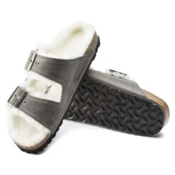 Birkenstock Arizona Shearling Sandals - Iron Natural- Medium/Narrow -Shoe Sale Shop 1021067 sole