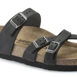 Birkenstock Women's Franca Oiled Leather Sandals- Black- Regular/Wide -Shoe Sale Shop 1021203 detail 1