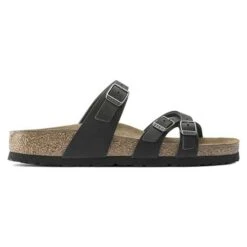 Birkenstock Women's Franca Oiled Leather Sandals- Black- Regular/Wide -Shoe Sale Shop 1021203 side