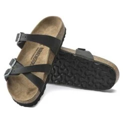 Birkenstock Women's Franca Oiled Leather Sandals- Black- Regular/Wide -Shoe Sale Shop 1021203 sole