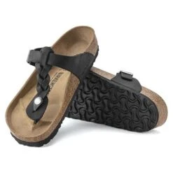 Birkenstock Gizeh Braid Suede Black Oil Leather- Regular/Wide -Shoe Sale Shop 1021349 sole