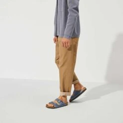 Birkenstock Arizona SFB Oil Leather Sandal - Dusty Blue - Regular/Wide -Shoe Sale Shop 1022477 f look m