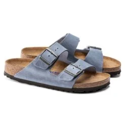 Birkenstock Arizona SFB Oil Leather Sandal - Dusty Blue - Regular/Wide -Shoe Sale Shop 1022477 pair
