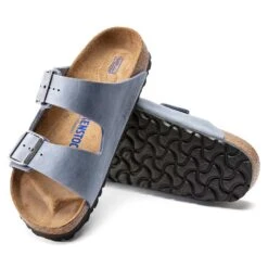 Birkenstock Arizona SFB Oil Leather Sandal - Dusty Blue - Regular/Wide -Shoe Sale Shop 1022477 sole
