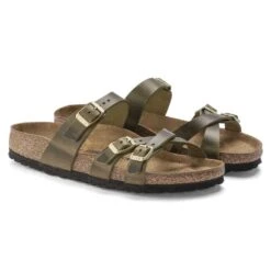 Birkenstock Women's Franca Cork Green Olive Oiled Leather Sandal - Regular/Wide -Shoe Sale Shop 1023310 pair