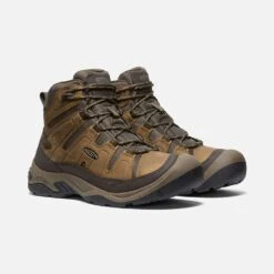 Keen Men's Circadia Mid WP Hiking Boot- Bison/Brindle- Wide (2E) -Shoe Sale Shop 1026841 PLA PDP