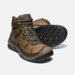 Keen Men's Circadia Mid WP Hiking Boot- Bison/Brindle- Wide (2E) -Shoe Sale Shop 1026841 PPS PDP