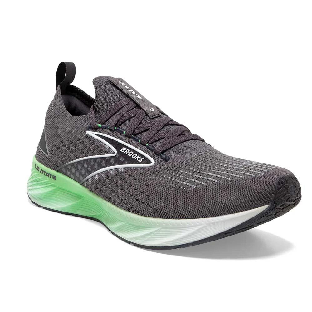 BROOKS Men's Levitate StealthFit 6 Running Shoe- Blackened Pearl/Green/White- Regular (D) 5 BROOKS Men's Levitate StealthFit 6 Running Shoe- Blackened Pearl/Green/White- Regular (D) - Image 3