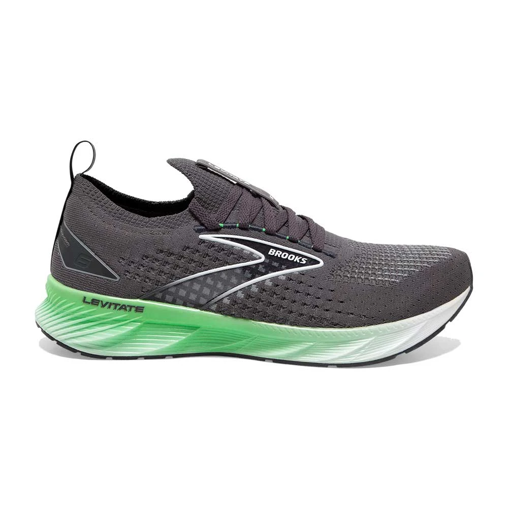 BROOKS Men's Levitate StealthFit 6 Running Shoe- Blackened Pearl/Green/White- Regular (D) 3 BROOKS Men's Levitate StealthFit 6 Running Shoe- Blackened Pearl/Green/White- Regular (D)