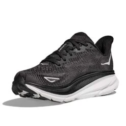 Hoka Men's Clifton 9 Running Shoe - Black/White -Shoe Sale Shop 1127895 BWHT 3