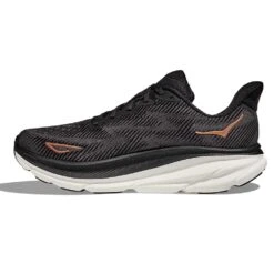 Hoka Women's Clifton 9 Running Shoe - Black/Copper - Wide (D) -Shoe Sale Shop 1127896 BCPPR 8
