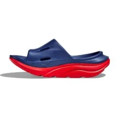 Hoka Unisex Ora Recovery Slide 3 - Bellwether Blue/Red Alert - Regular (D) -Shoe Sale Shop 1135061 BBRA 8