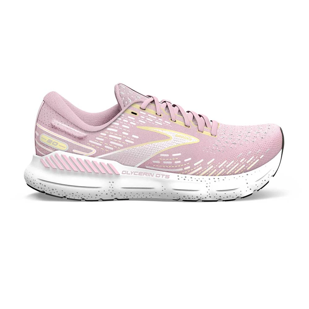 BROOKS Women's Glycerin GTS 20 Running Shoe- Pink/Yellow/White- Regular (B) 3 BROOKS Women's Glycerin GTS 20 Running Shoe- Pink/Yellow/White- Regular (B)