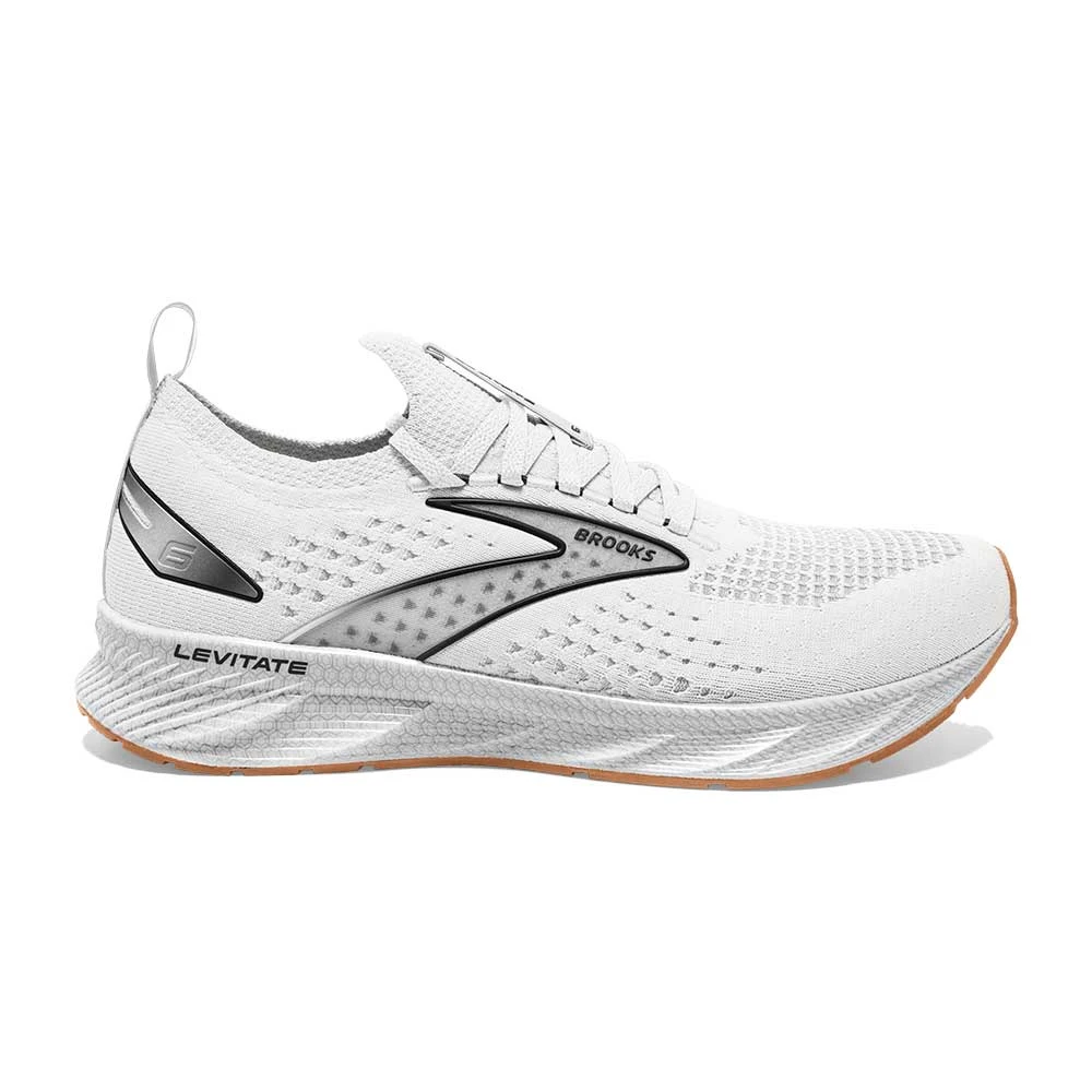 BROOKS Women's Levitate StealthFit 6 Running Shoe- White/Bran- Regular (B) 3 BROOKS Women's Levitate StealthFit 6 Running Shoe- White/Bran- Regular (B)