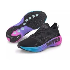 Men's Foreverrun Nitro Sunset Running Shoe - Puma Black/Luminous Blue/Electric Orchid- Regular (D) -Shoe Sale Shop 38000701 BlackBlue DET
