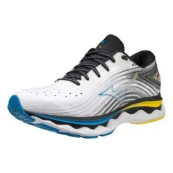 Mizuno Men's Wave Sky 6 Running Shoe - White/Cyber Yellow - Regular (D) -Shoe Sale Shop 411369.0034 07