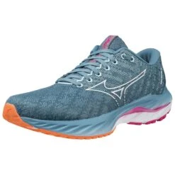 Mizuno Women's Wave Inspire 19 Running Shoe- Provincial Blue/White- Wide (D) -Shoe Sale Shop 411400 5B00 07