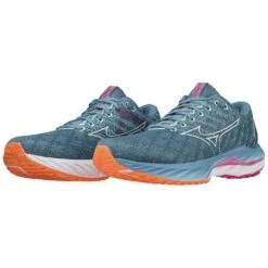 Mizuno Women's Wave Inspire 19 Running Shoe- Provincial Blue/White- Wide (D) -Shoe Sale Shop 411400 5B00 09