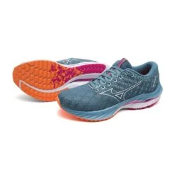 Mizuno Women's Wave Inspire 19 Running Shoe- Provincial Blue/White- Wide (D) -Shoe Sale Shop 411400 5B00 99