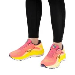 Mizuno Women's Wave Sky 7 Running Shoe - High/Vis Pink/Ombre Blue - Regular (B) -Shoe Sale Shop 411413 1VRE 10