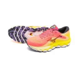 Mizuno Women's Wave Sky 7 Running Shoe - High/Vis Pink/Ombre Blue - Regular (B) -Shoe Sale Shop 411413 1VRE 11