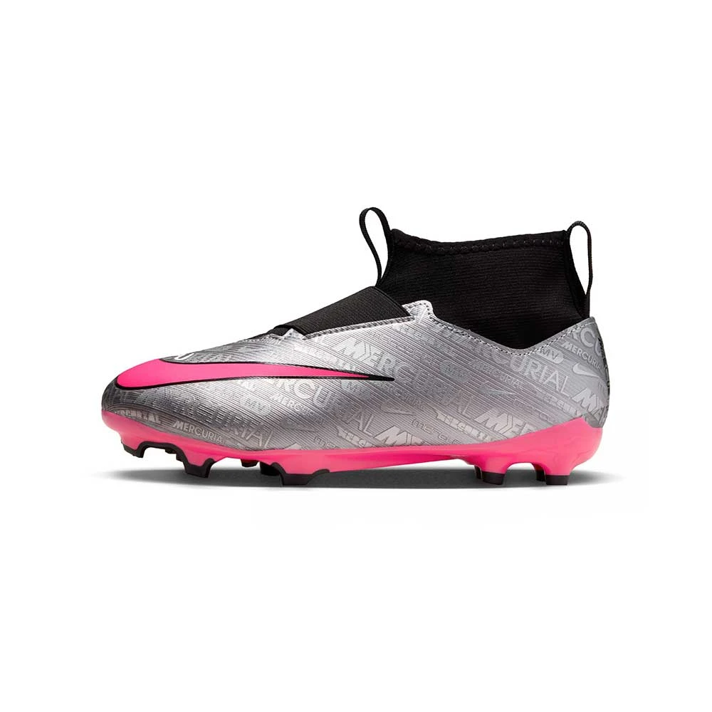 Nike Jr. Zoom Mercurial Superfly 9 Academy XXV MG Soccer Cleats- Metallic Silver/Hyper Pink- Regular (D) 4 Nike Jr. Zoom Mercurial Superfly 9 Academy XXV MG Soccer Cleats- Metallic Silver/Hyper Pink- Regular (D) - Image 2
