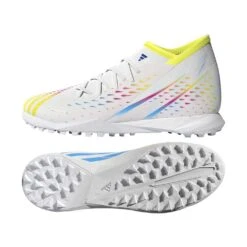 ADIDAS Unisex Predator Edge .3 TF Soccer Shoe - Ftwr White/Solar Yellow/Powder Blue - Regular (D) -Shoe Sale Shop GW0951