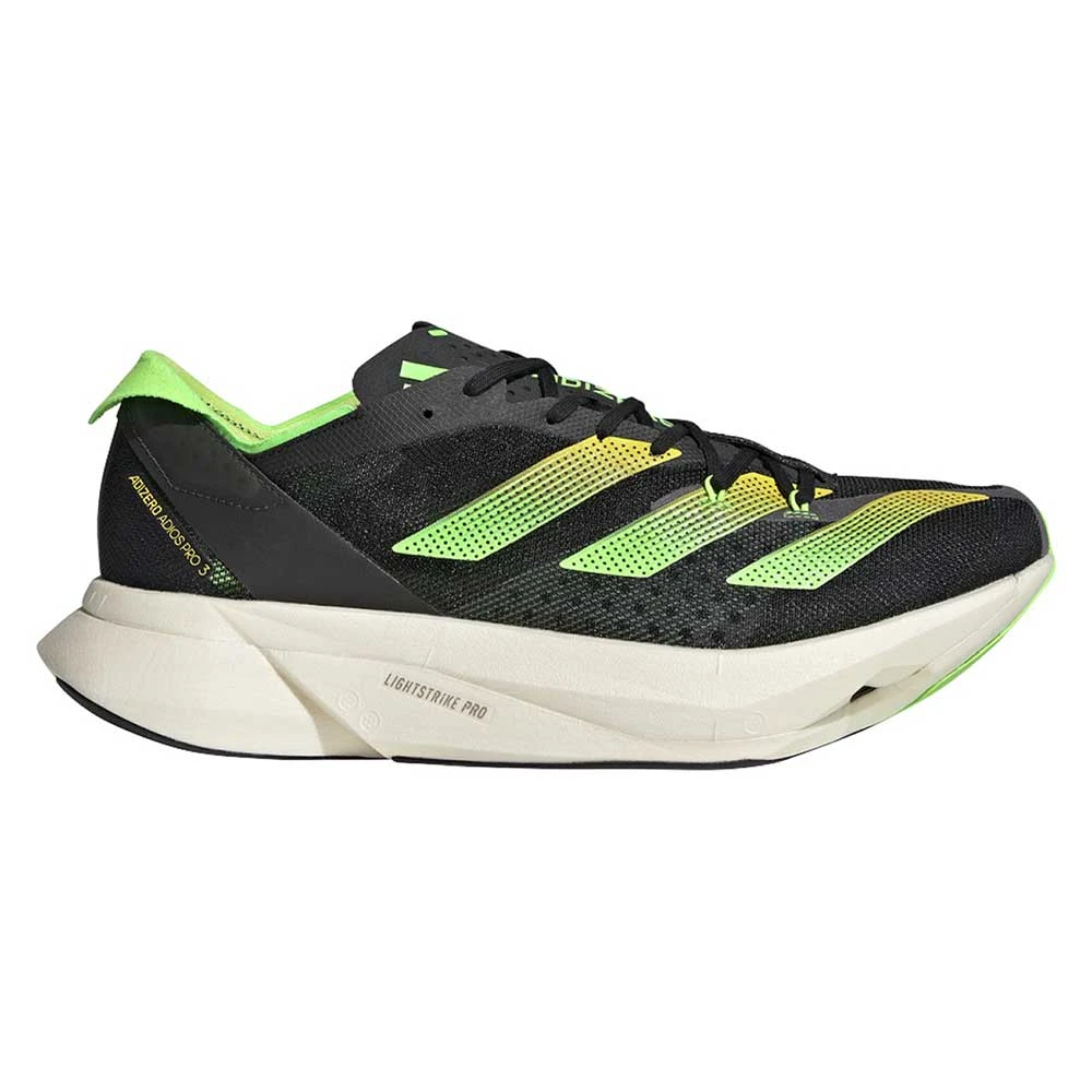 ADIDAS Unisex AdiZERO Adios Pro 3 Running Shoe - Core Black/Beam Yellow/Solar Green - Regular (D) 3 ADIDAS Unisex AdiZERO Adios Pro 3 Running Shoe - Core Black/Beam Yellow/Solar Green - Regular (D)