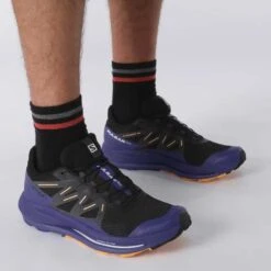 Salomon Men's Pulsar Trail Shoe - Black/Clematis Blue/Blazing Orange- Regular (D) -Shoe Sale Shop L41603200 b1e1cabd0093cd16fb7753cd530c28a3
